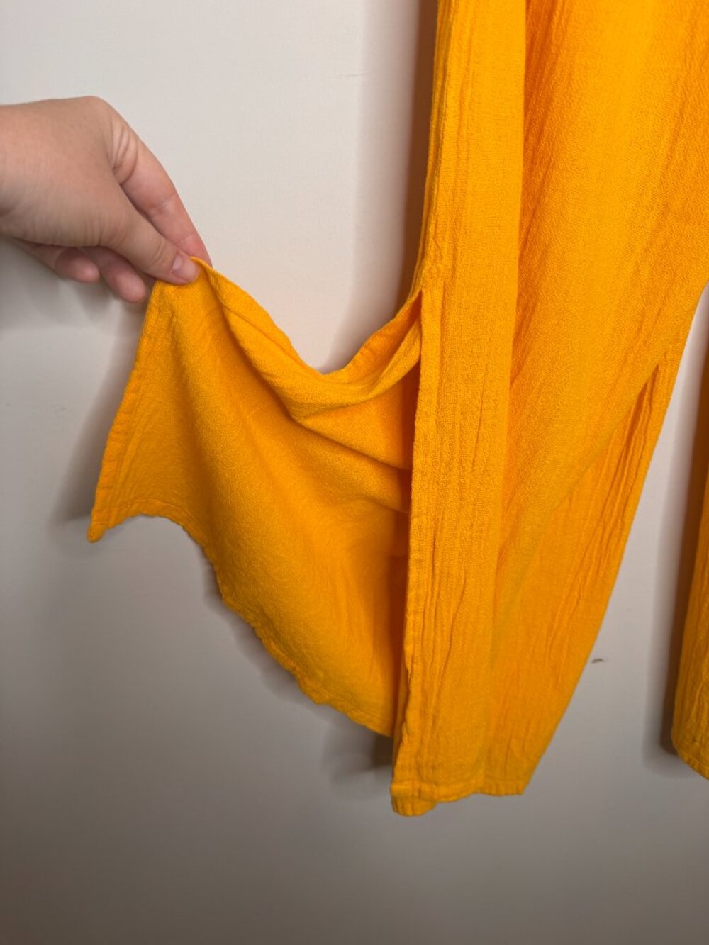 Oh My Gauze Orange Linen Set Womens S Cropped Short Sleeve Shirt Pull On Ankle P - Picture 9 of 10